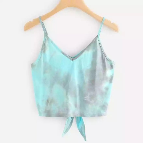 2xHP - Tie Dye Knotted Crop Top Tank Shirt - Picture 2 of 3